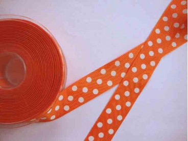 Ripsband met stip Oranje 25mm. 1139-25
