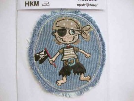 Applicatie lichtjeans ovaal met jongens piraat