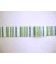Elastisch biaisband met kobalt, groen en gele streepjes.  2 cm. breed