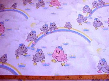 Kinder tafelzeil  Wit/grijs met regenboog en kuikens