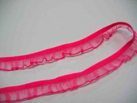 Elastisch kant met ruche Donkerpink 15mm OP is OP