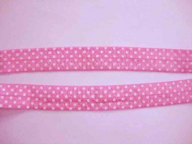 Elastisch biaisband met stip Roze/wit 6044