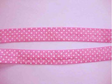 Elastisch biaisband met stip Roze/wit 6044