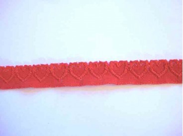 Elastisch kant met hartjes Rood 20mm.