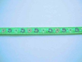 Sierband Bloem Groen met een paars/roze bloem 10mm