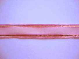 Sierband 2 kleurig roze met gouden draad 15mm