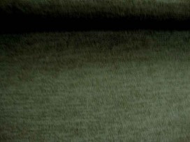 Een soepelvallende, gemeleerde en gebreide grijze tricot.  95%pl./5%sp.  1.50 mtr. br.