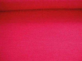 Een soepelvallende, gemeleerde en gebreide rode tricot.  95%pl./5%sp.  1.50 mtr. br.