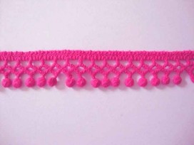 Katoenkant mini pom pom Pink PP-pink