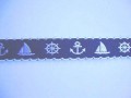 Hollands sierband Blauw met anker en boot  20mm breed