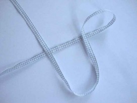 Boerenbont lint Lichtgrijs/wit geruit 5mm breed