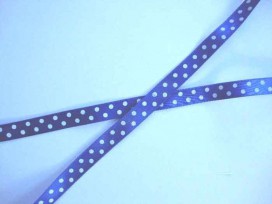 Satijnband Kobaltblauw met stip 10 mm