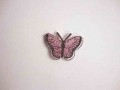 Vlinder applicatie Roze glitter 3 cm.