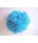 Een aqua kleurig pom pom bolletje met een doorsnee van 7 cm.  Leuk voor het garneren van mutsen capes of kleding.