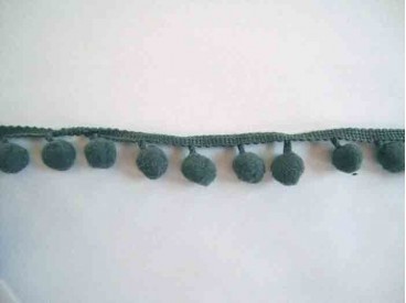 Bolletjesband pompom mini Donkergrijs