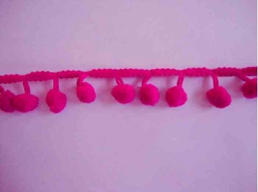 Bolletjesband pompom mini Fuchsia