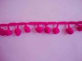 Bolletjesband pompom mini Fuchsia