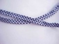 Paspelband. Donkerblauwe boerenbont ruit.  12 mm breed  70% polyester/30% katoen