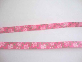 Ripsband Roze met lichtroze bloem 10mm. 012-77K