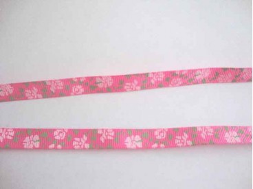 Ripsband Roze met lichtroze bloem 10mm. 012-77K
