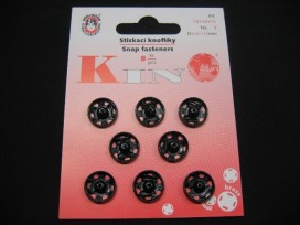 Drukknoop zwart 12 mm 8 stuks op een kaartje