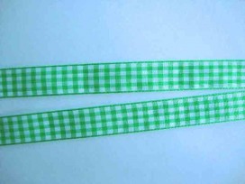 Boerenbont lint Groen/wit geruit 15mm breed