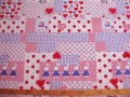 Dapper katoen Patchwork met hartjes en konijn op een rij 3022-50N