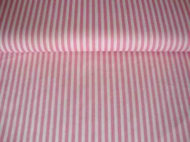 Lengtestreep katoen Roze/wit  5574-11