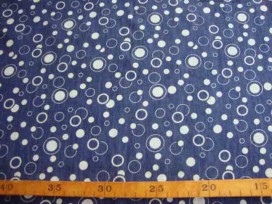 Jeans stof Donkerblauw met cirkels 22223B