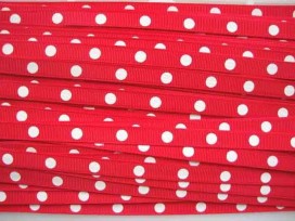 Ripsband met stip Rood 10mm. RGR