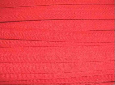 Helderrood keperband van 14 mm. breed. 100% polyester