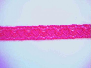 Elastisch kant met hartjes Pink 25mm.