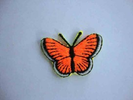 Vlinder applicatie Neon Oranje 3cm.