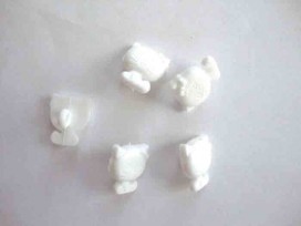 Dieren kinderknoop Witte poes met strik 15mm. kdk25