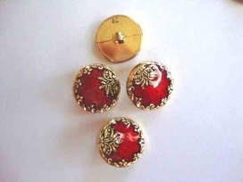 Damesknoop Sjiek Goud/rood met bloemrand 20mm. dks226