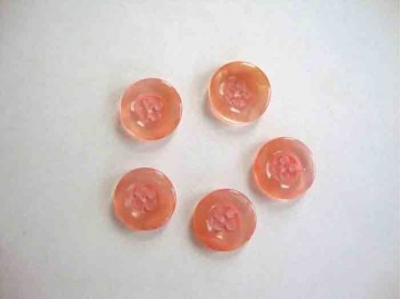 Kunststof knoop 4 gaats doorschijnend Zalm 15mm. 416-S4