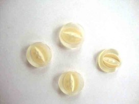 Kunststof knoop half om half doorschijnend Creme 18mm. 463-S5