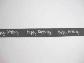 Ripsband Happy Birthday Zwart 15mm. 1220-030H