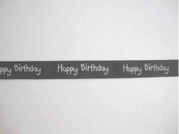 Ripsband Happy Birthday Zwart 15mm. 1220-030H