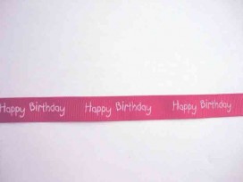 Ripsband Happy Birthday Rood 15mm. 1220-250H