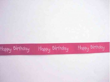 Ripsband Happy Birthday Rood 15mm. 1220-250H