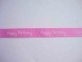 Ripsband Happy Birthday Roze 15mm. 1220-445H