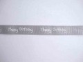 Ripsband Happy Birthday Grijs 15mm. 1220-012H