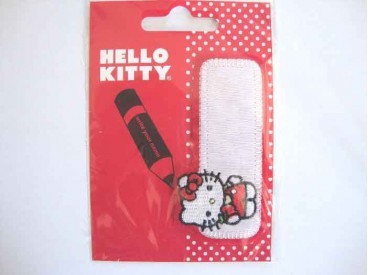 Hello Kitty opstrijkbare en opschrijfbare applicatie van 9x4 cm.