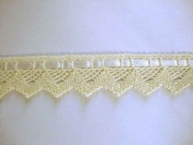 Gekleurd kant met satijnlint  Creme  25mm breed