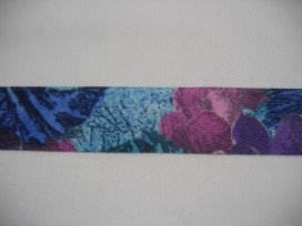 Sierband  Blauw/paars met bloem 25mm