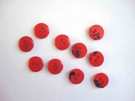 Kunststof mini knoop 2-zijdig Rood 12mm. 805-S9