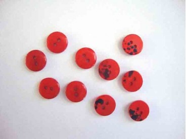 Kunststof mini knoop 2-zijdig Rood 12mm. 805-S9