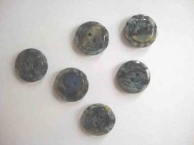 Kunststof knoop glanzend gemeleerd met cirkel Do.blauw 18 mm. 641-S17
