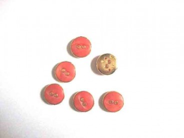 Kunststof knoop in 2 maten Oranje/goud 2-gaats 15 mm.
